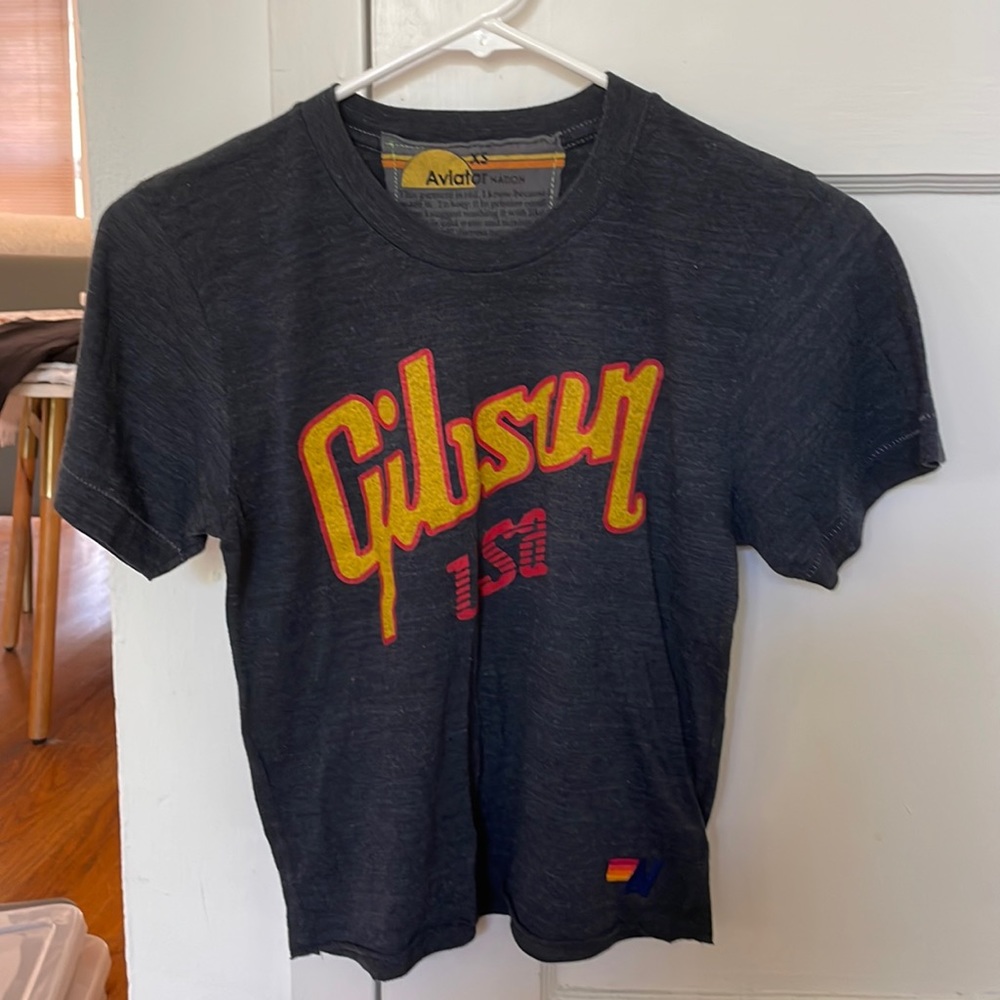Aviator nation Gibson guitar cropped tee tshirt xs
